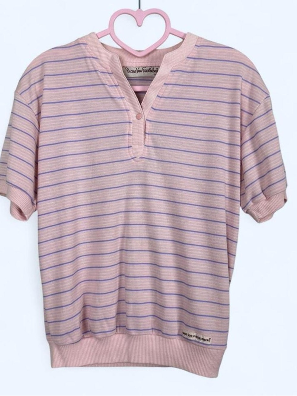 Diane Von Furstenberg vintage pink striped short sleeve button up shirt